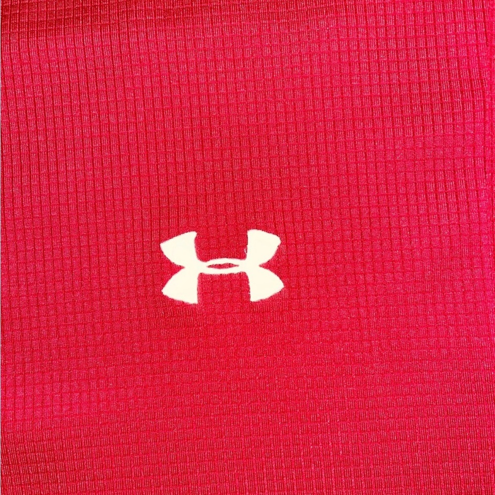 Under Armour Red Button-Front Casual Polo Shirt - Picture 3 of 7
